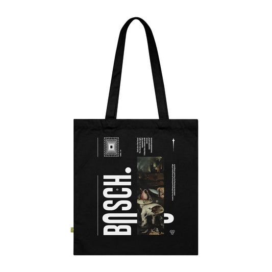 El Bosco Tote bag - Hieronymus Bosch the Garden of Earthly delights Art movement Organic Cotton black tote bag - Aesthetic vintage bag