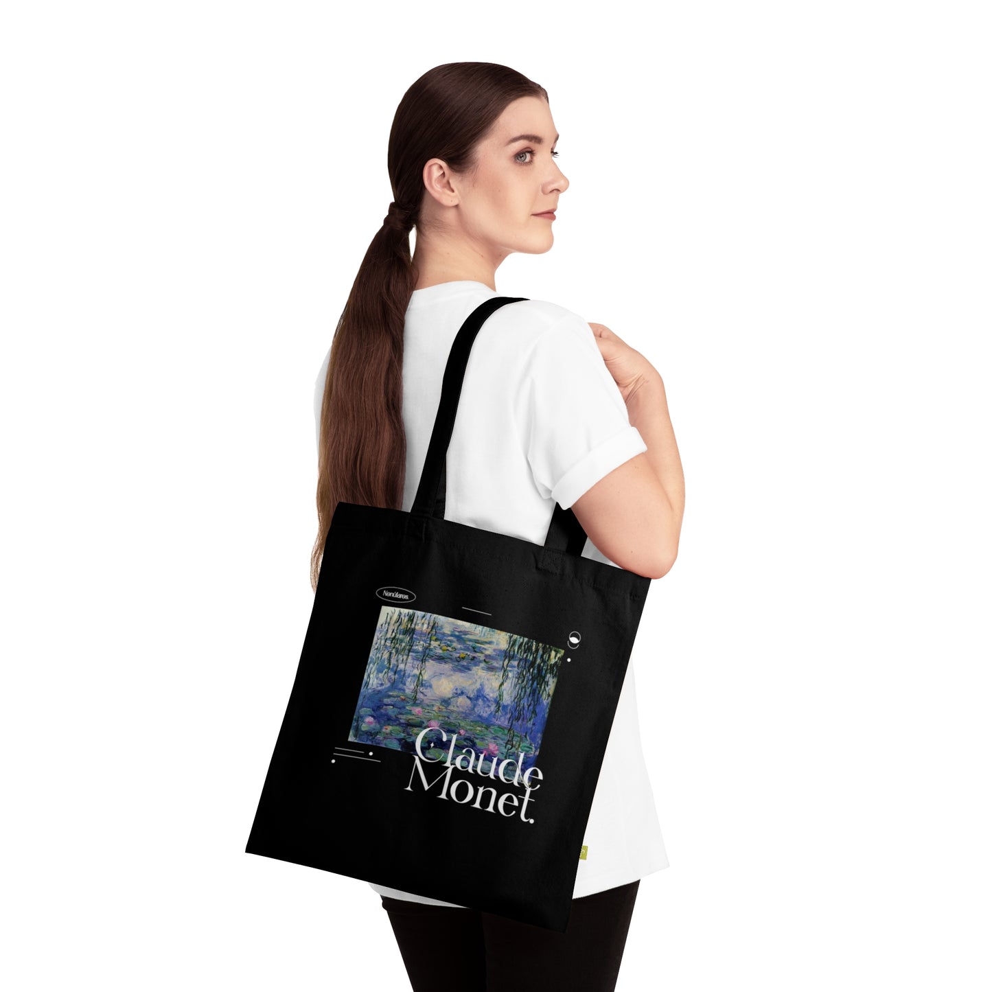 Monet Water lilies Tote bag - black tote bag Claude Monet Art movement Organic Cotton black tote bag - Aesthetic vintage bag