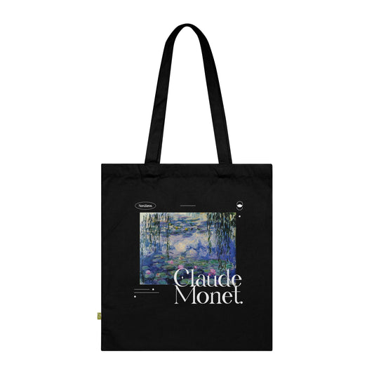 Monet Water lilies Tote bag - black tote bag Claude Monet Art movement Organic Cotton black tote bag - Aesthetic vintage bag