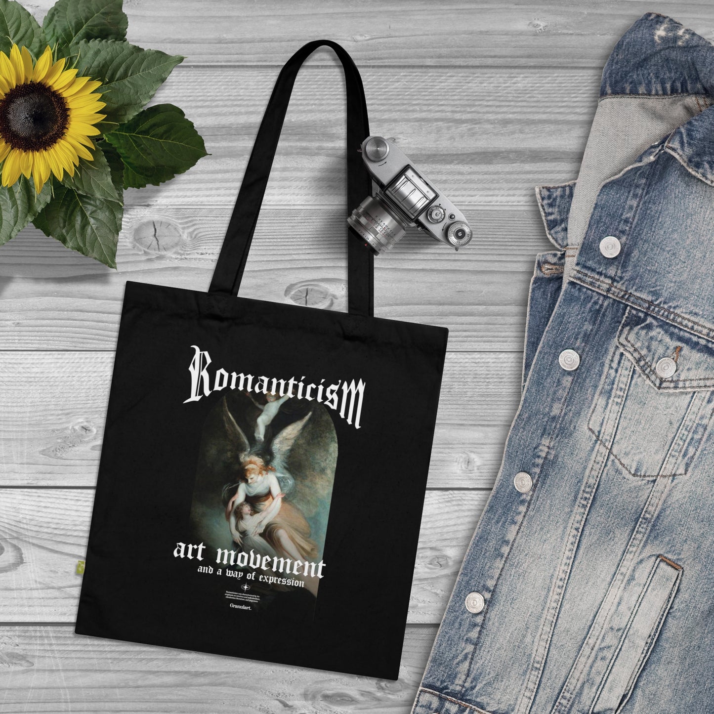 Romanticism Tote bag - Art movement Organic Cotton black tote bag - Aesthetic vintage bag