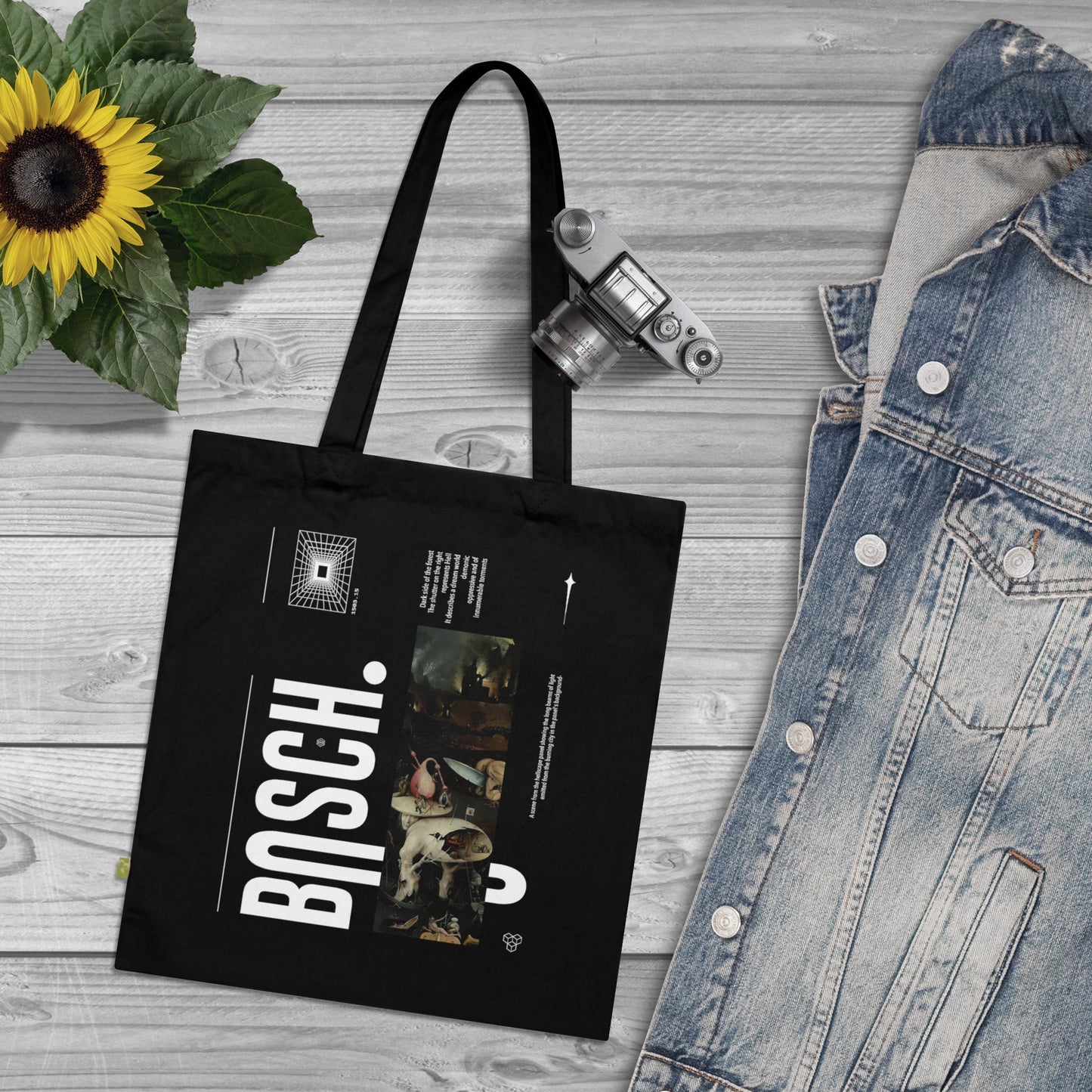 El Bosco Tote bag - Hieronymus Bosch the Garden of Earthly delights Art movement Organic Cotton black tote bag - Aesthetic vintage bag