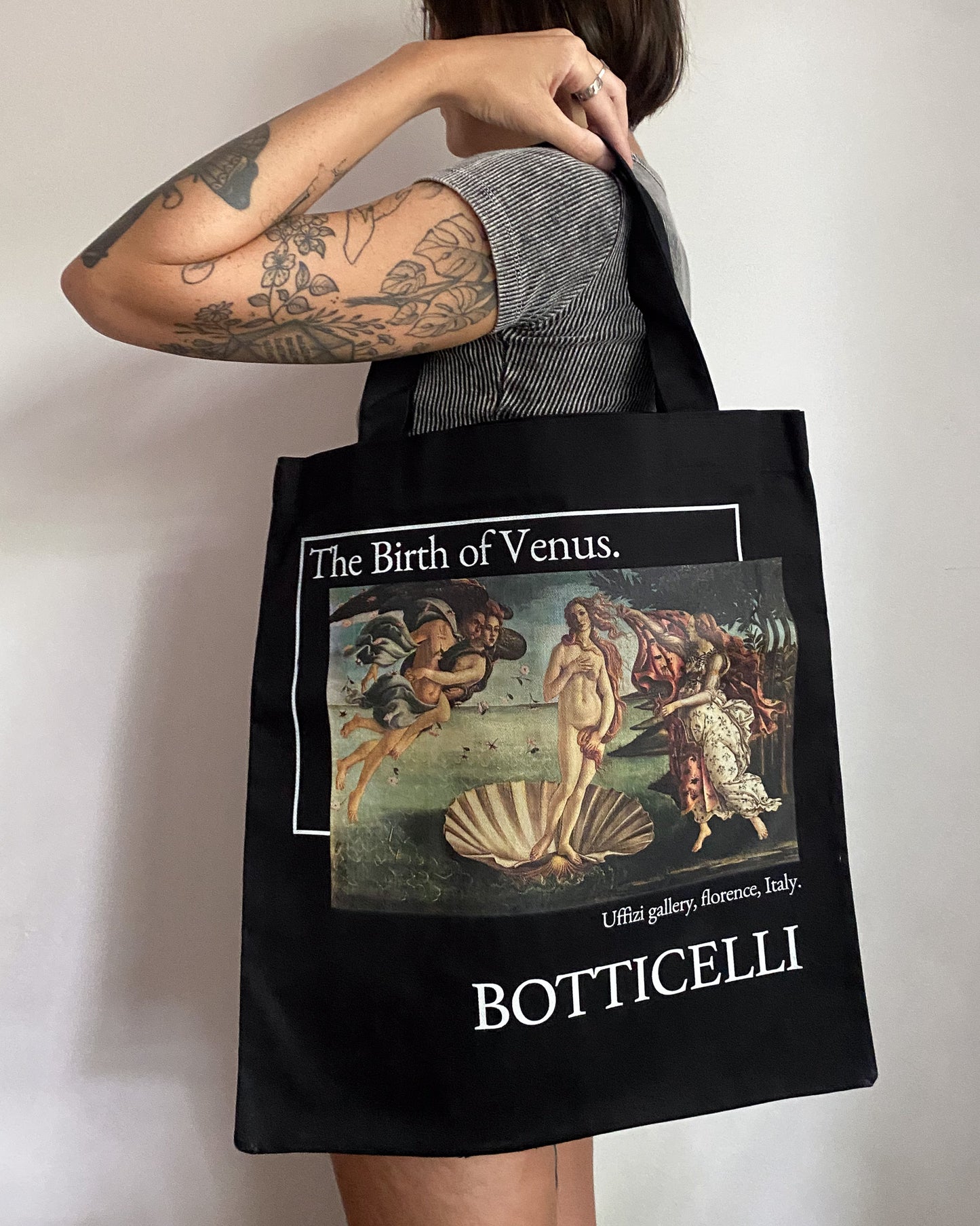 Birth of Venus - Botticelli Black tote bag