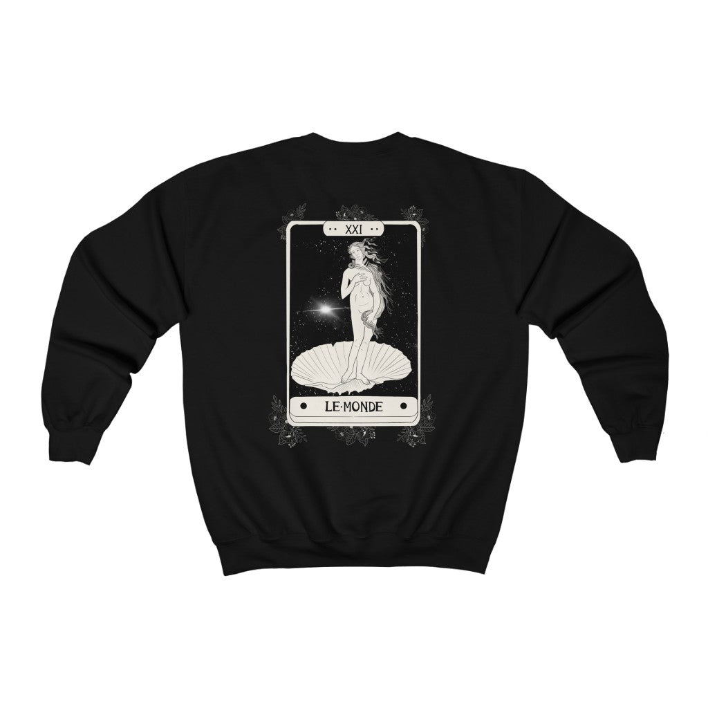 Tarot card the world Sweatshirt - Botticelli art inspired hoodie - Esoteric Illustration Birth of Venus Tarot Unisex aesthetic %100 Cotton